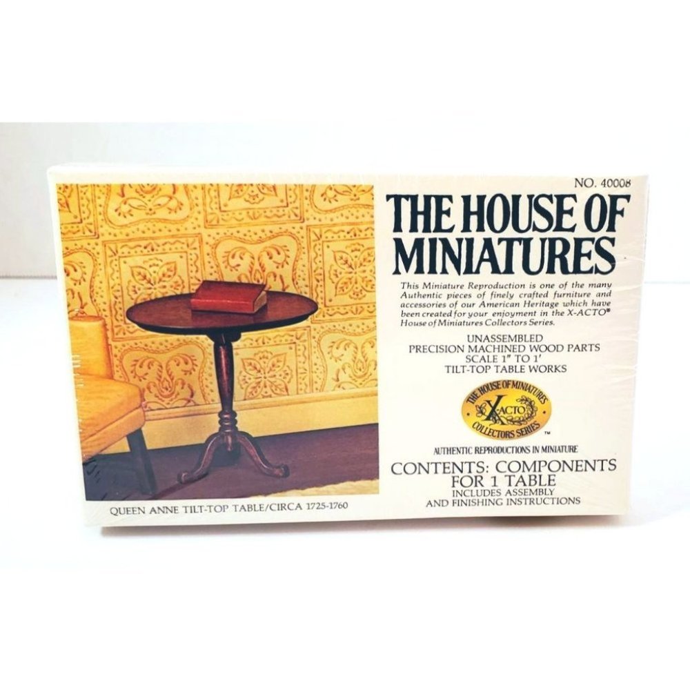 Vintage The House of Miniatures Xacto #40008 Queen Anne Tilt-Top Table